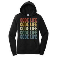 Code Sleek Life Minimalist Retro Design For Tech Enthusiasts Coding Aficionados Women's Pullover Hoodie