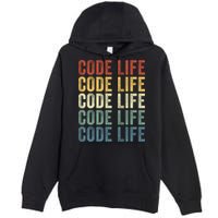Code Sleek Life Minimalist Retro Design For Tech Enthusiasts Coding Aficionados Premium Pullover Hoodie
