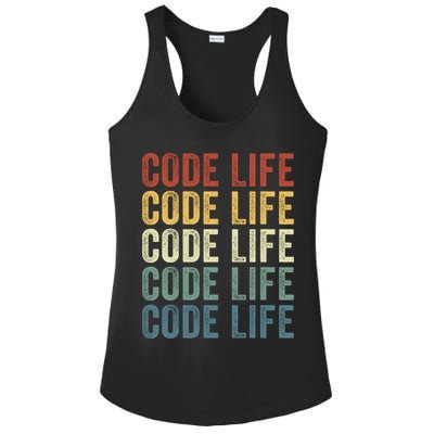 Code Sleek Life Minimalist Retro Design For Tech Enthusiasts Coding Aficionados Ladies PosiCharge Competitor Racerback Tank
