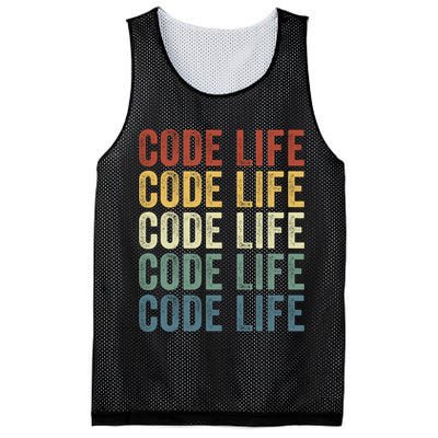 Code Sleek Life Minimalist Retro Design For Tech Enthusiasts Coding Aficionados Mesh Reversible Basketball Jersey Tank