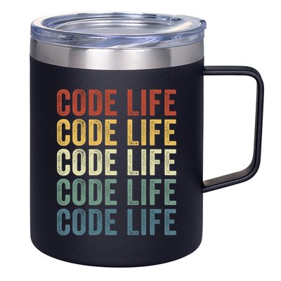 Code Sleek Life Minimalist Retro Design For Tech Enthusiasts Coding Aficionados 12oz Stainless Steel Coffee Mug
