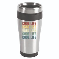 Code Sleek Life Minimalist Retro Design For Tech Enthusiasts Coding Aficionados 16oz Travel Tumbler