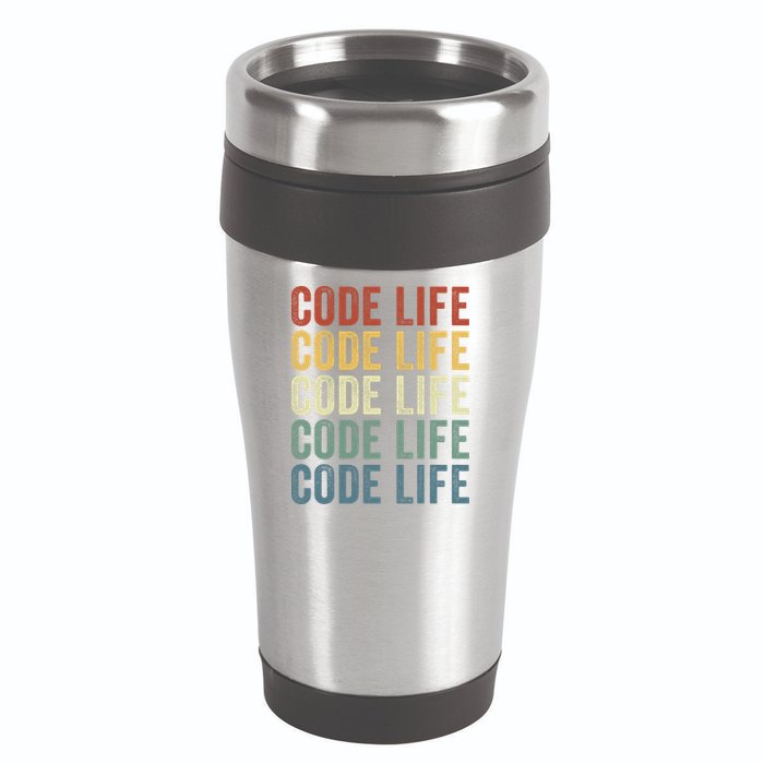 Code Sleek Life Minimalist Retro Design For Tech Enthusiasts Coding Aficionados 16oz Travel Tumbler