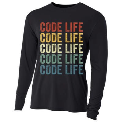 Code Sleek Life Minimalist Retro Design For Tech Enthusiasts Coding Aficionados Cooling Performance Long Sleeve Crew