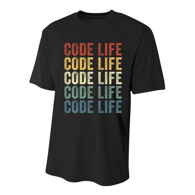 Code Sleek Life Minimalist Retro Design For Tech Enthusiasts Coding Aficionados Youth Performance Sprint T-Shirt