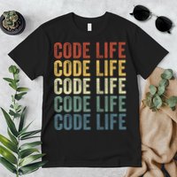 Code Sleek Life Minimalist Retro Design For Tech Enthusiasts Coding Aficionados Premium T-Shirt