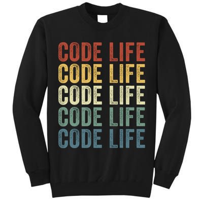 Code Sleek Life Minimalist Retro Design For Tech Enthusiasts Coding Aficionados Tall Sweatshirt