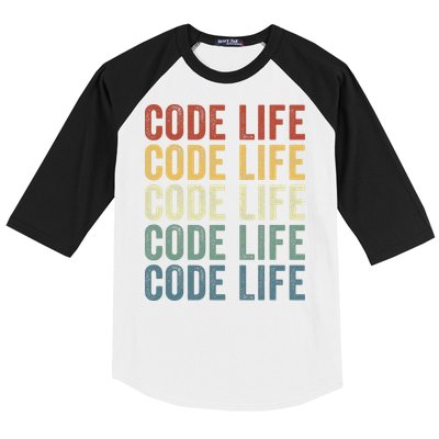 Code Sleek Life Minimalist Retro Design For Tech Enthusiasts Coding Aficionados Baseball Sleeve Shirt