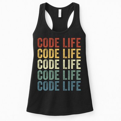 Code Sleek Life Minimalist Retro Design For Tech Enthusiasts Coding Aficionados Womens Tank Top