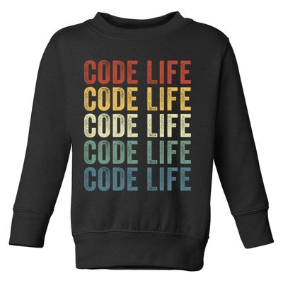 Code Sleek Life Minimalist Retro Design For Tech Enthusiasts Coding Aficionados Toddler Sweatshirt