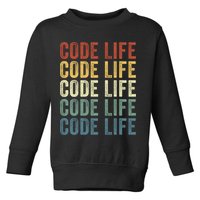 Code Sleek Life Minimalist Retro Design For Tech Enthusiasts Coding Aficionados Toddler Sweatshirt