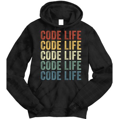 Code Sleek Life Minimalist Retro Design For Tech Enthusiasts Coding Aficionados Tie Dye Hoodie