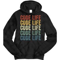 Code Sleek Life Minimalist Retro Design For Tech Enthusiasts Coding Aficionados Tie Dye Hoodie
