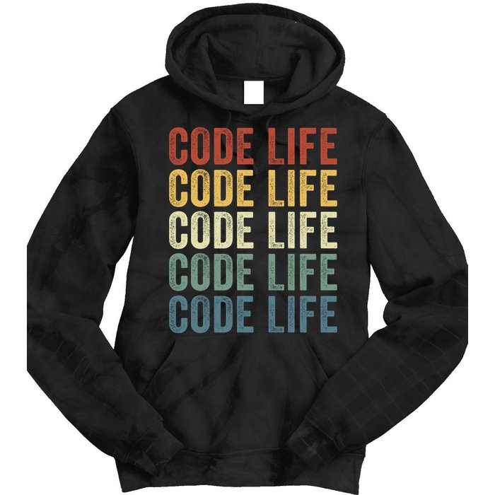 Code Sleek Life Minimalist Retro Design For Tech Enthusiasts Coding Aficionados Tie Dye Hoodie