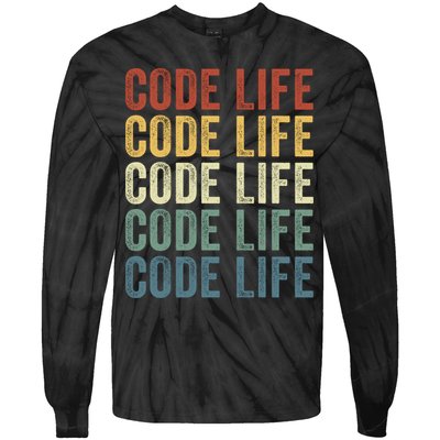 Code Sleek Life Minimalist Retro Design For Tech Enthusiasts Coding Aficionados Tie-Dye Long Sleeve Shirt