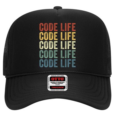 Code Sleek Life Minimalist Retro Design For Tech Enthusiasts Coding Aficionados Trucker Hat