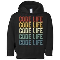 Code Sleek Life Minimalist Retro Design For Tech Enthusiasts Coding Aficionados Toddler Hoodie