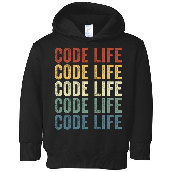 Code Sleek Life Minimalist Retro Design For Tech Enthusiasts Coding Aficionados Toddler Hoodie