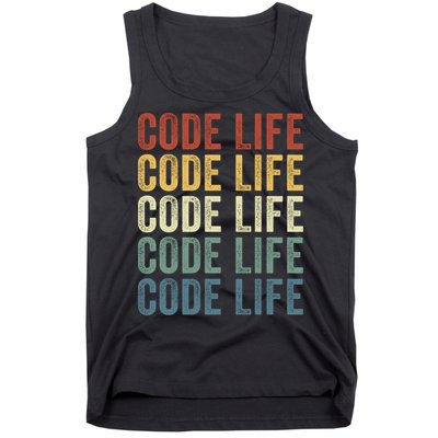 Code Sleek Life Minimalist Retro Design For Tech Enthusiasts Coding Aficionados Tank Top