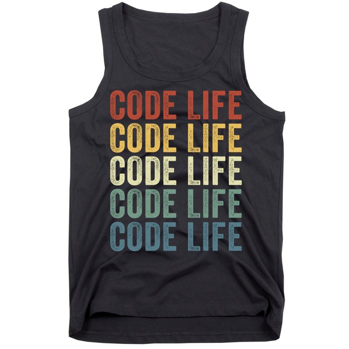 Code Sleek Life Minimalist Retro Design For Tech Enthusiasts Coding Aficionados Tank Top