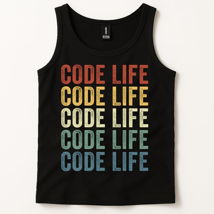 Code Sleek Life Minimalist Retro Design For Tech Enthusiasts Coding Aficionados Tank Top