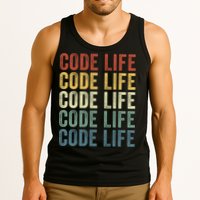 Code Sleek Life Minimalist Retro Design For Tech Enthusiasts Coding Aficionados Tank Top