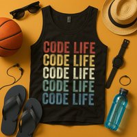 Code Sleek Life Minimalist Retro Design For Tech Enthusiasts Coding Aficionados Tank Top