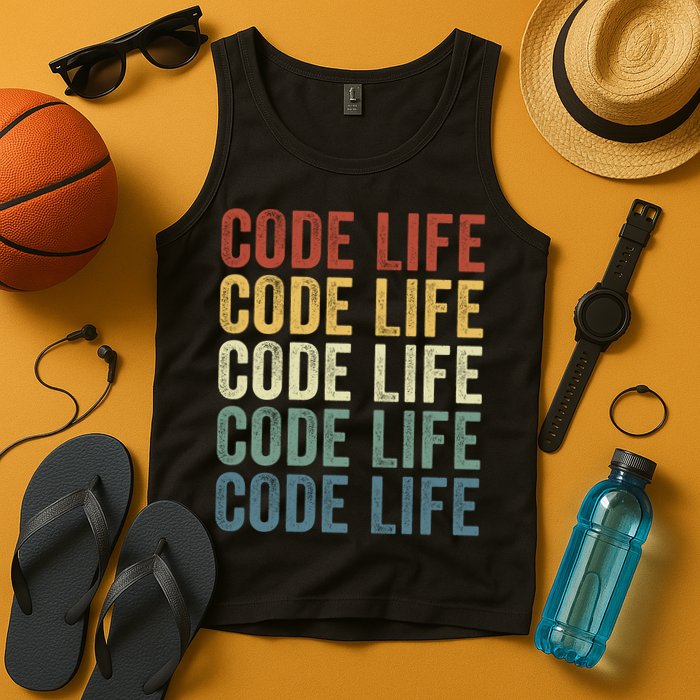 Code Sleek Life Minimalist Retro Design For Tech Enthusiasts Coding Aficionados Tank Top