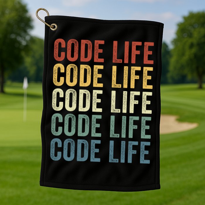 Code Sleek Life Minimalist Retro Design For Tech Enthusiasts Coding Aficionados Golf Towel