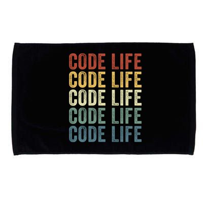 Code Sleek Life Minimalist Retro Design For Tech Enthusiasts Coding Aficionados Microfiber Hand Towel