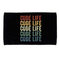 Code Sleek Life Minimalist Retro Design For Tech Enthusiasts Coding Aficionados Microfiber Hand Towel
