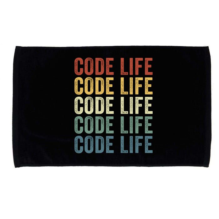 Code Sleek Life Minimalist Retro Design For Tech Enthusiasts Coding Aficionados Microfiber Hand Towel