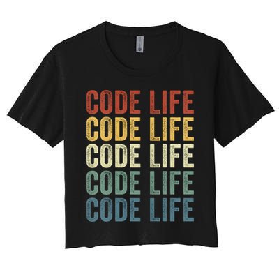 Code Sleek Life Minimalist Retro Design For Tech Enthusiasts Coding Aficionados Crop Top