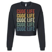 Code Sleek Life Minimalist Retro Design For Tech Enthusiasts Coding Aficionados Cropped Pullover Crew