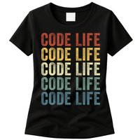 Code Sleek Life Minimalist Retro Design For Tech Enthusiasts Coding Aficionados Womens T-Shirt
