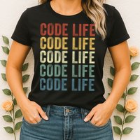 Code Sleek Life Minimalist Retro Design For Tech Enthusiasts Coding Aficionados Womens T-Shirt