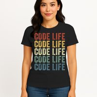 Code Sleek Life Minimalist Retro Design For Tech Enthusiasts Coding Aficionados Womens T-Shirt