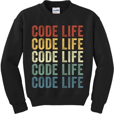 Code Sleek Life Minimalist Retro Design For Tech Enthusiasts Coding Aficionados Kids Sweatshirt