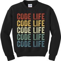 Code Sleek Life Minimalist Retro Design For Tech Enthusiasts Coding Aficionados Kids Sweatshirt