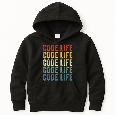 Code Sleek Life Minimalist Retro Design For Tech Enthusiasts Coding Aficionados Kids Hoodie
