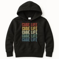 Code Sleek Life Minimalist Retro Design For Tech Enthusiasts Coding Aficionados Kids Hoodie