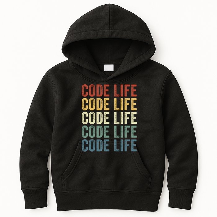 Code Sleek Life Minimalist Retro Design For Tech Enthusiasts Coding Aficionados Kids Hoodie