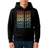 Code Sleek Life Minimalist Retro Design For Tech Enthusiasts Coding Aficionados Kids Hoodie