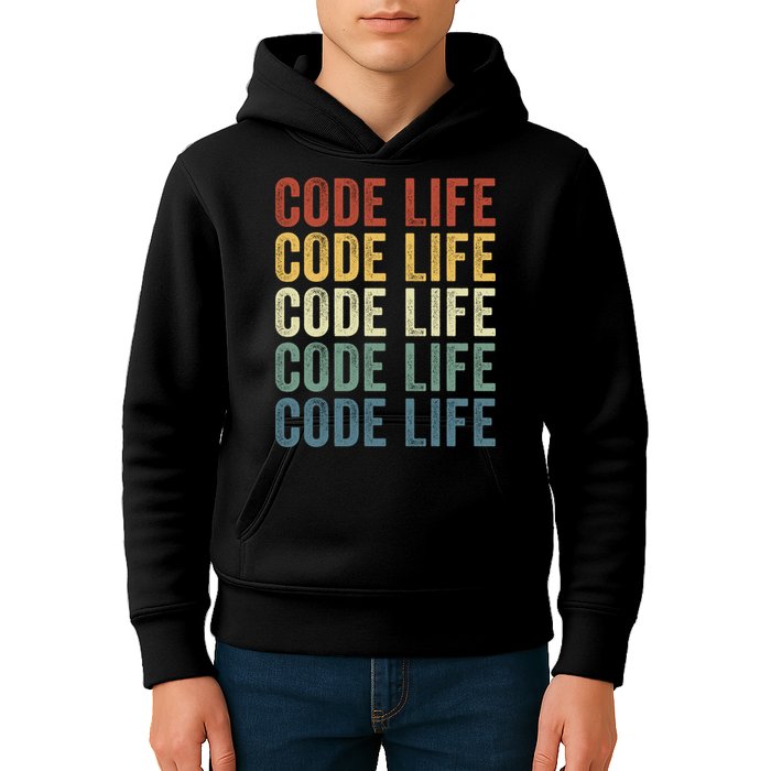 Code Sleek Life Minimalist Retro Design For Tech Enthusiasts Coding Aficionados Kids Hoodie