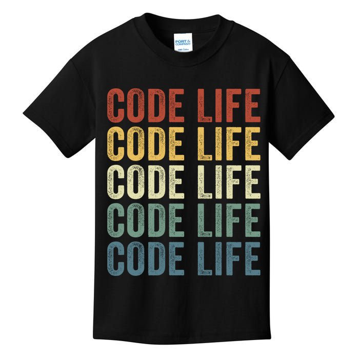 Code Sleek Life Minimalist Retro Design For Tech Enthusiasts Coding Aficionados Kids T-Shirt