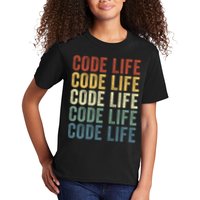 Code Sleek Life Minimalist Retro Design For Tech Enthusiasts Coding Aficionados Kids T-Shirt