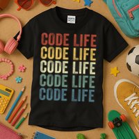 Code Sleek Life Minimalist Retro Design For Tech Enthusiasts Coding Aficionados Kids T-Shirt