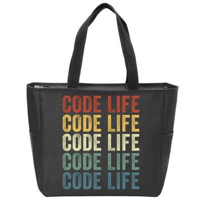 Code Sleek Life Minimalist Retro Design For Tech Enthusiasts Coding Aficionados Zip Tote Bag