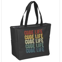 Code Sleek Life Minimalist Retro Design For Tech Enthusiasts Coding Aficionados Zip Tote Bag
