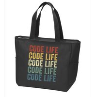 Code Sleek Life Minimalist Retro Design For Tech Enthusiasts Coding Aficionados Zip Tote Bag